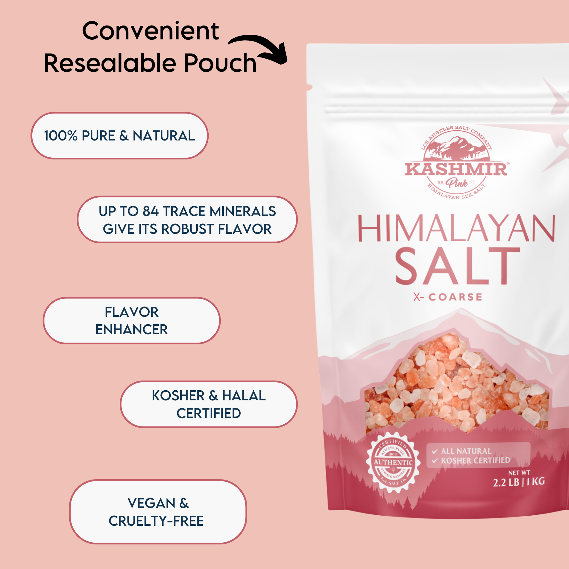 Kashmir Pink® Himalayan Salt X-Coarse (2.2 lb)